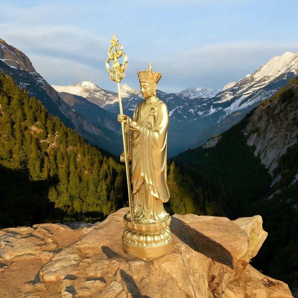 รูปหล่อยืนพระกษิติครภโพธิสัตว์ สูง 23ซม. เนื้อผงหิน (หลายสี) ตกแต่งบนรถ ของจิ๋ว บอนไซ