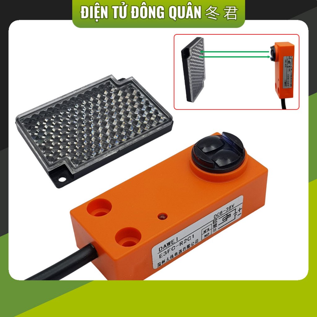 [HCM] เซ็นเซอร์สิ่งกีดขวางสะท้อนแสงอินฟราเรด E3FC-R2C1 NPN 6-36V DAWEI