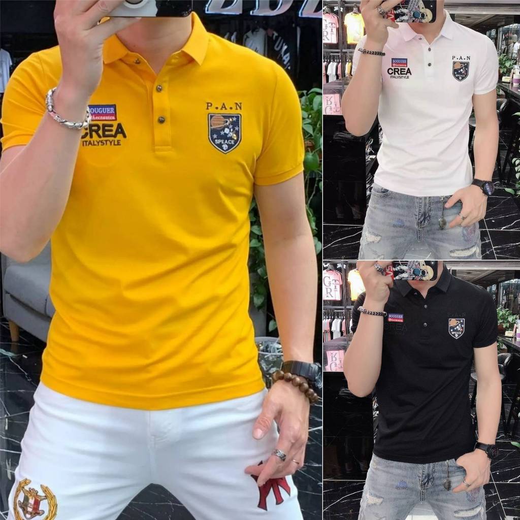 เสื้อยืดผู้ชายสวยมากปกปัก โลโก้ เสื้อโปโล ฝ้าย ทรงบอดี้ พร้อมตัวเลือก 3 สี