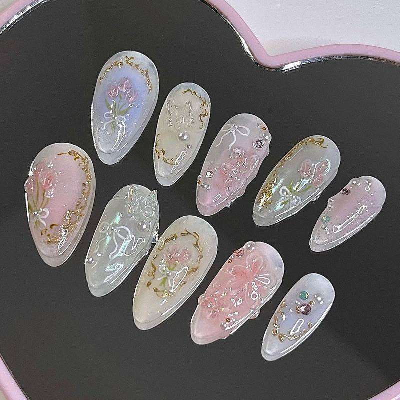 Tulip Nailbox [T64] ดีไซน์ Ombre Tone Pastel พร้อมกระจกอ่อนโยน