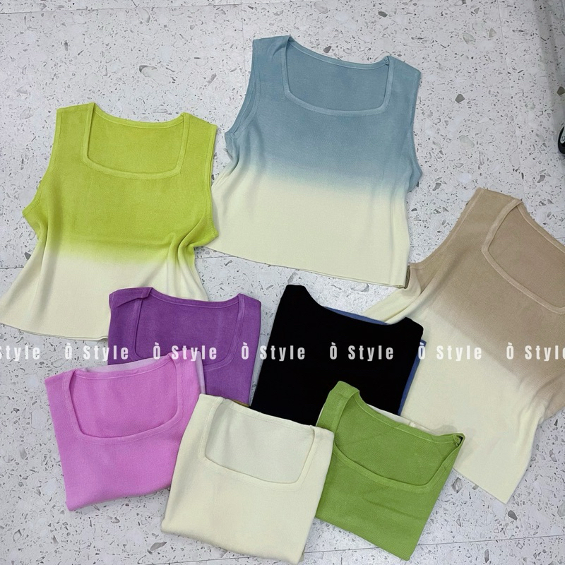 [AL032] เสื้อสเวตเตอร์ ombre ผู้หญิงคอเหลี่ยมและแขนกุดแฟชั่น Top Women Cardigan