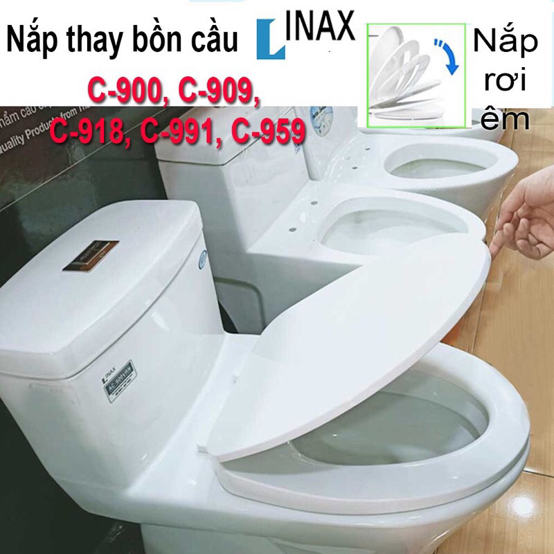 [SMOOTH LID] ฝาชักโครกทดแทนสําหรับยี่ห้อ INAX รหัส C-702, C-900, C-909, C-918, C-991, C-959 พร้อมอุป