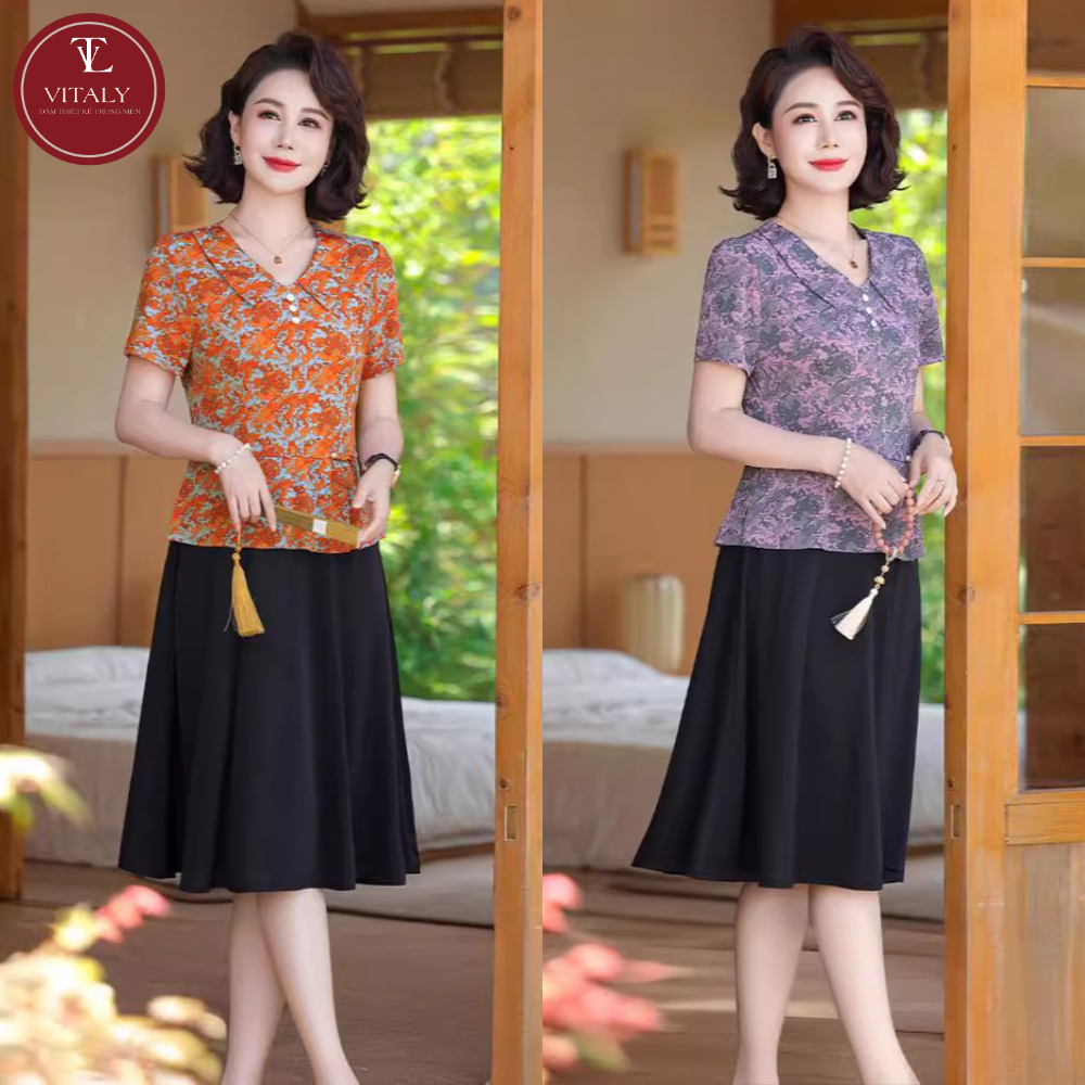 VITALY Luxury Middle-Aed Dress, ชุดสตรีสําหรับคุณแม่, ออกนอกบ้านที่สวยงาม, การเดินทางในงานปาร์ตี้, ย