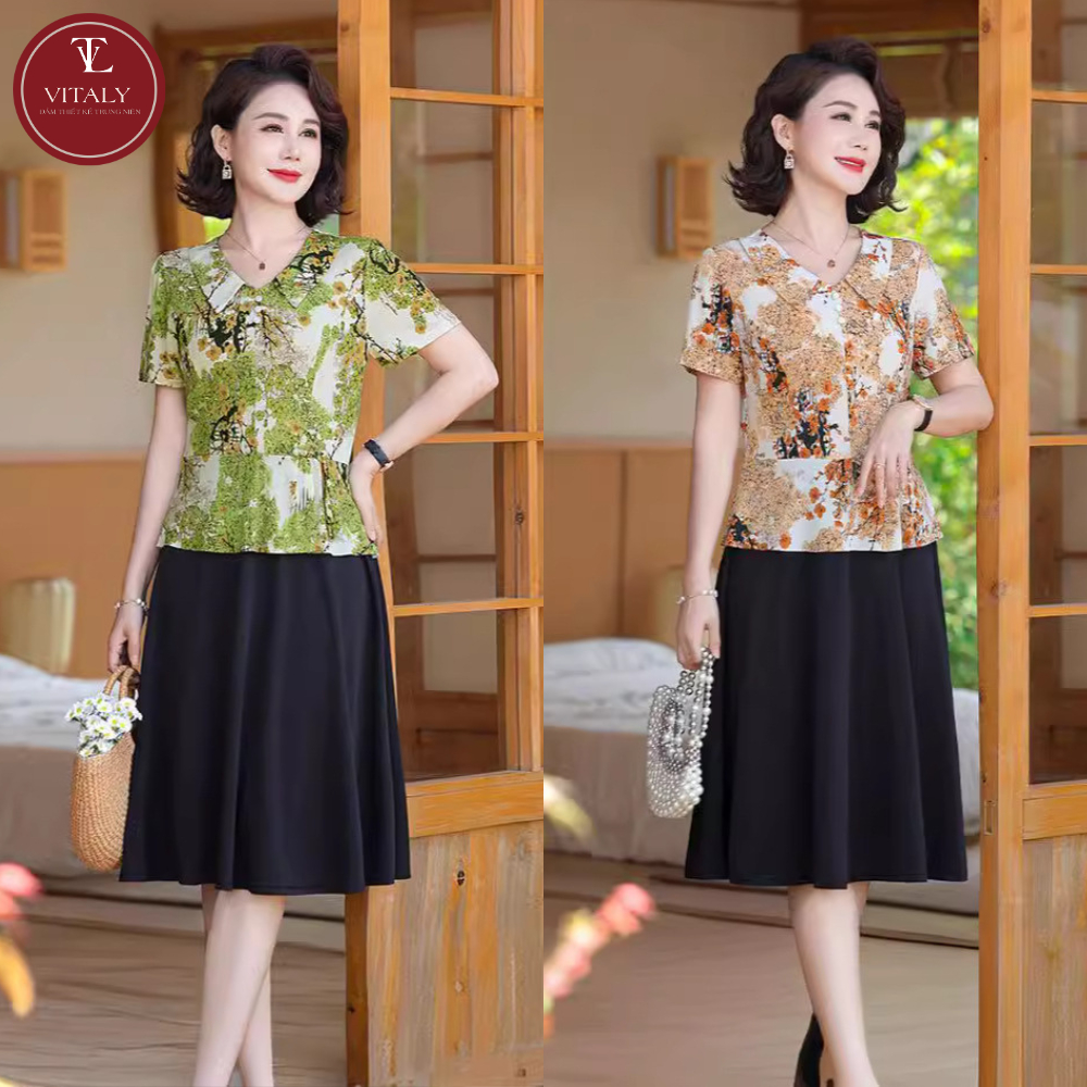 VITALY Luxury Middle-Aed Dress, ชุดสตรีสําหรับคุณแม่, ออกนอกบ้านที่สวยงาม, การเดินทางในงานปาร์ตี้, ย