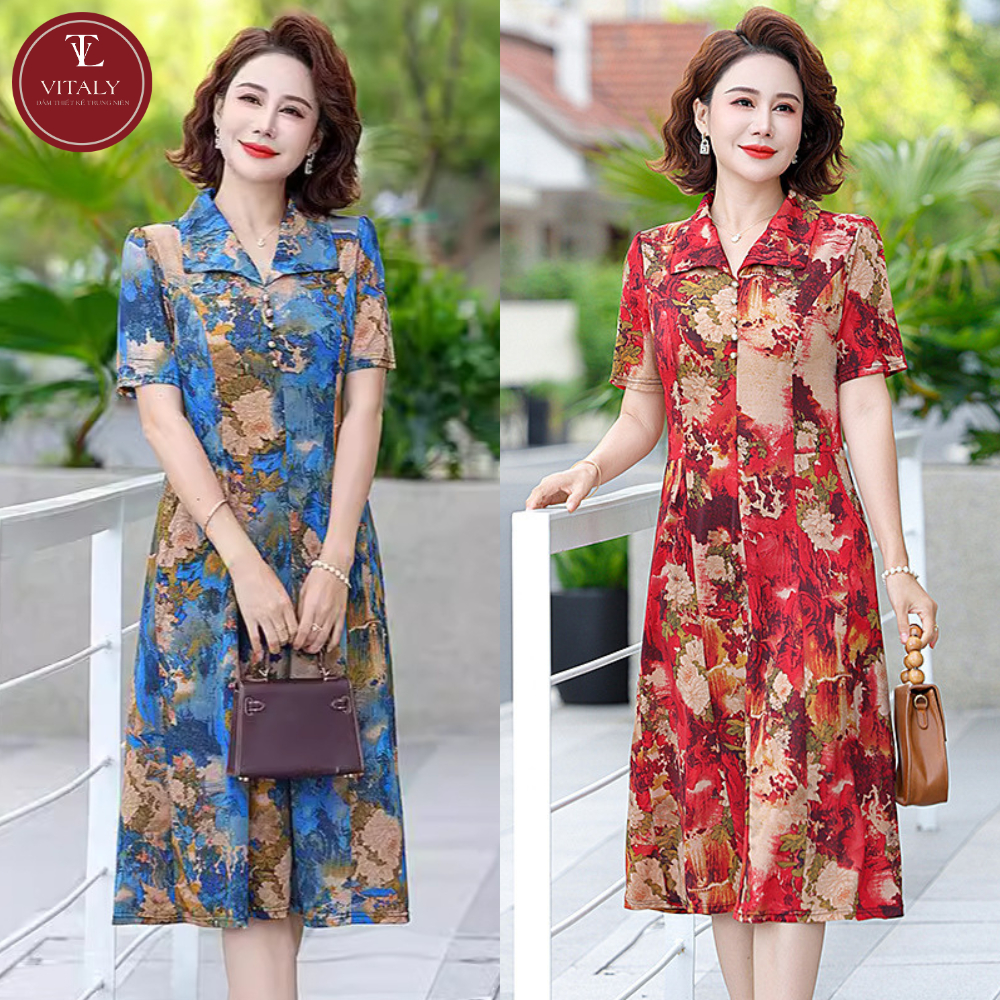 VITALY Luxury Middle-Aed Dress, ชุดสตรีสําหรับคุณแม่, ออกนอกบ้านที่สวยงาม, การเดินทางในงานปาร์ตี้, ย