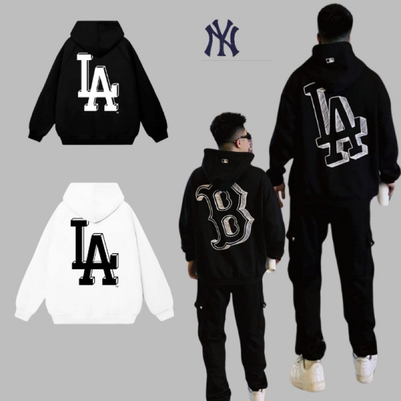 Mlb, MLA los angels Hoodie คุณภาพสูง หรูหราและบุคลิกภาพ สไตล์เกาหลี street Unisex เสื้อกันหนาวมีฮู้ด