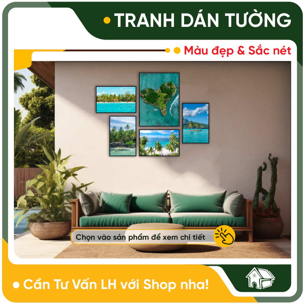ชุดภาพวาดติดผนัง 5 ชิ้น - Coconut Tree Image - Fumex Material - มีจําหน่ายทุกขนาดตามต้องการ