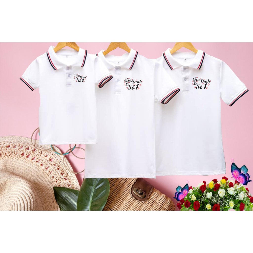 เสื้อคอเต่า - เสื้อโปโลครอบครัว รุ่น FAMILY IS NUMBER 1 - เสื้อโปโลพิมพ์ลายความต้องการ