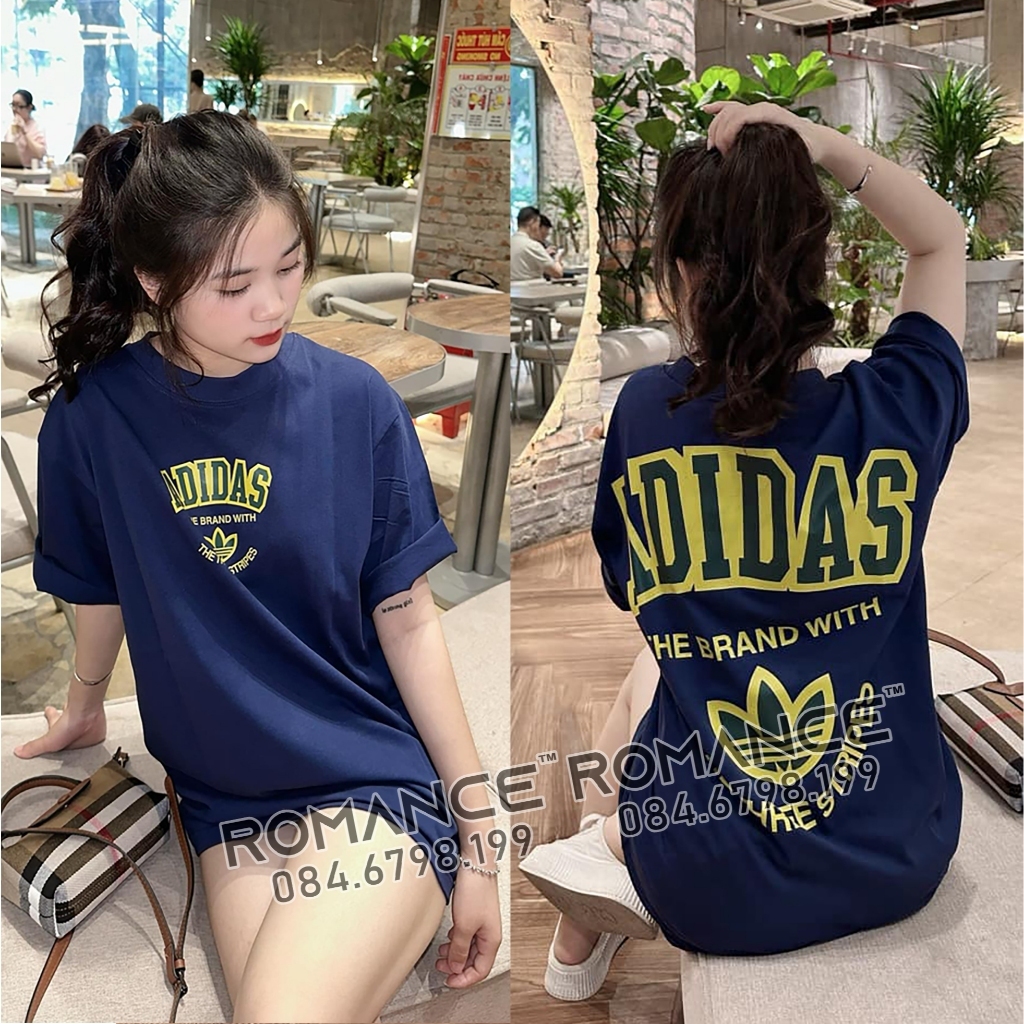 Adid.as เสื้อยืดผู้ชายและผู้หญิงสีเหลืองสีแดง 2 ด้านใหม่ 2024 ROMANCE STUDIO ผู้ชายและผู้หญิงหลวมผ้า