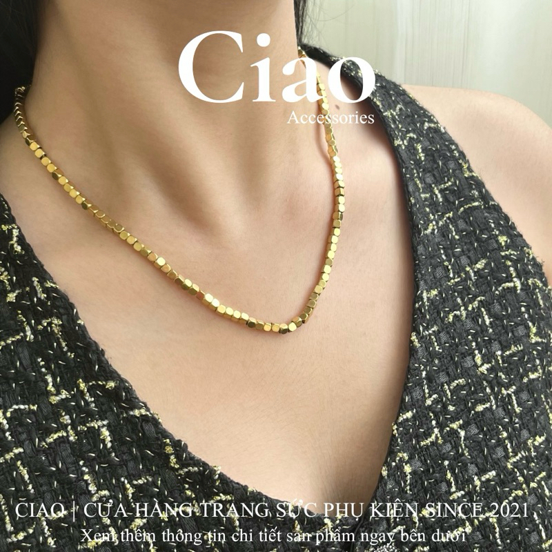 Olwen Ciao สร้อยคอ/สร้อยคอสแตนเลสชาร์มทรงสี่เหลี่ยม