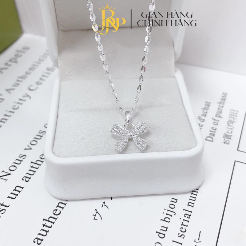 สร้อยคอโบว์ BNP lady สีเงินน่ารักสําหรับผู้หญิง