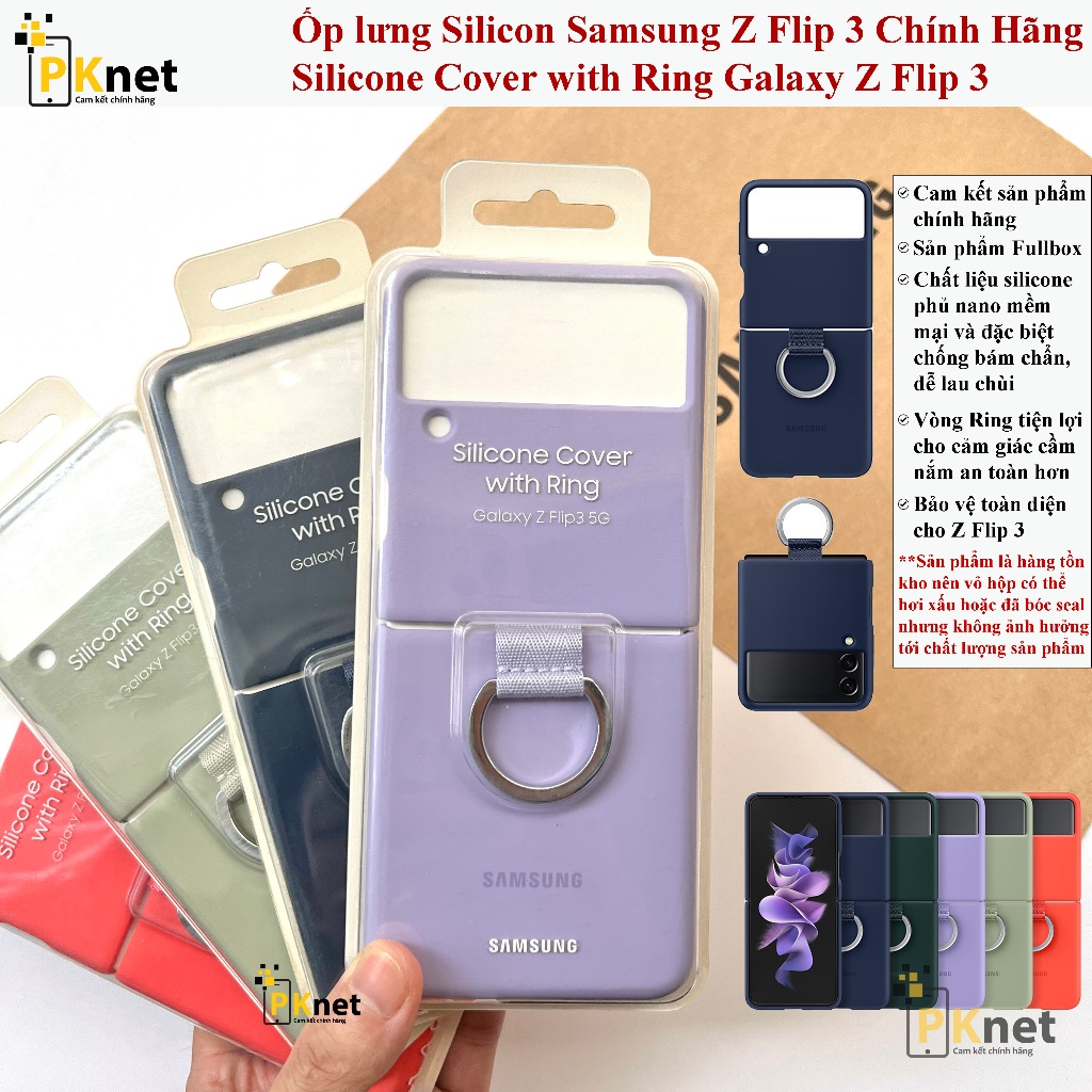 ฝาครอบซิลิโคน Samsung Z Flip 3 ของแท้พร้อมแหวน Fullbox