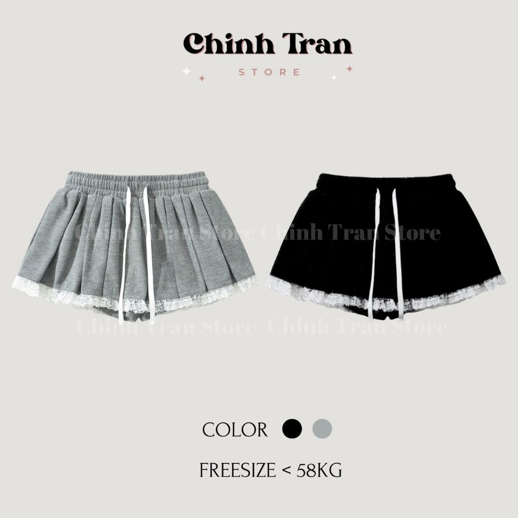 กระโปรงจีบลูกไม้ยางแบบไดนามิกขั้นพื้นฐานของผู้หญิง - Chinh Tran Store