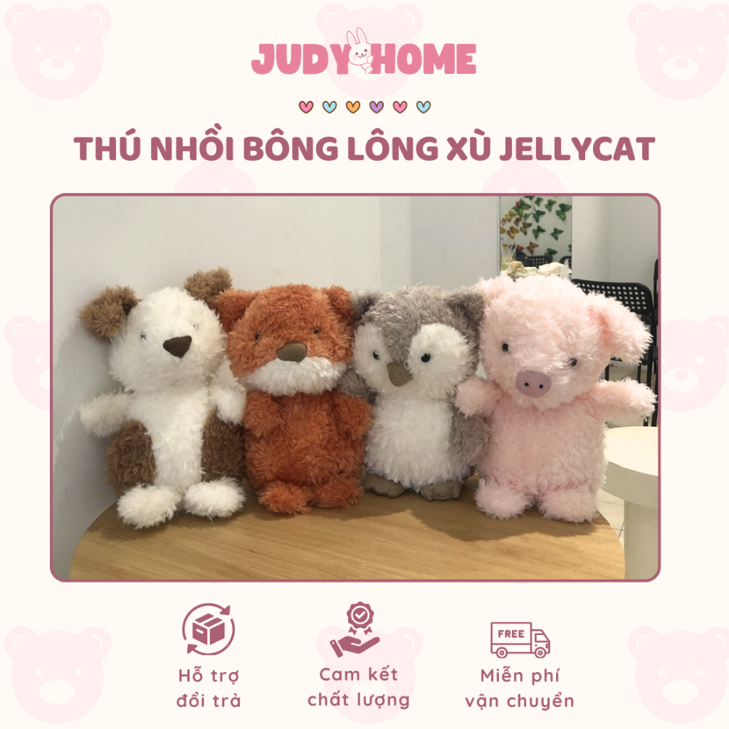 Jellycat Like Auth ตุ๊กตาสัตว์, Fox Pig Owl Cat Soft, Cute Furry ตุ๊กตาสัตว์ขนาด 30 ซม. - Judyhome