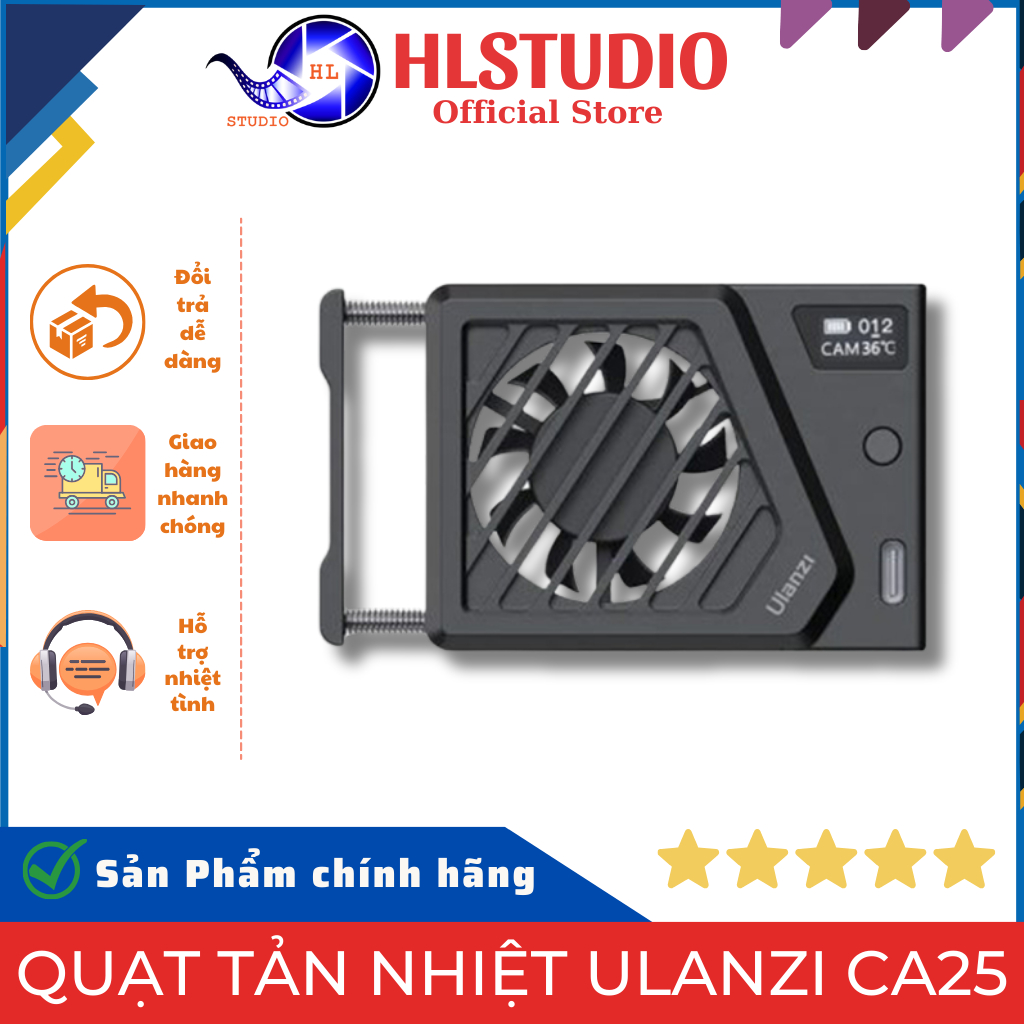 Ulanzi CA25 พัดลมคูลเลอร์สําหรับกล้อง - อลูมิเนียมอัลลอยด์ - 58g - สีดํา/เงิน HL Studio