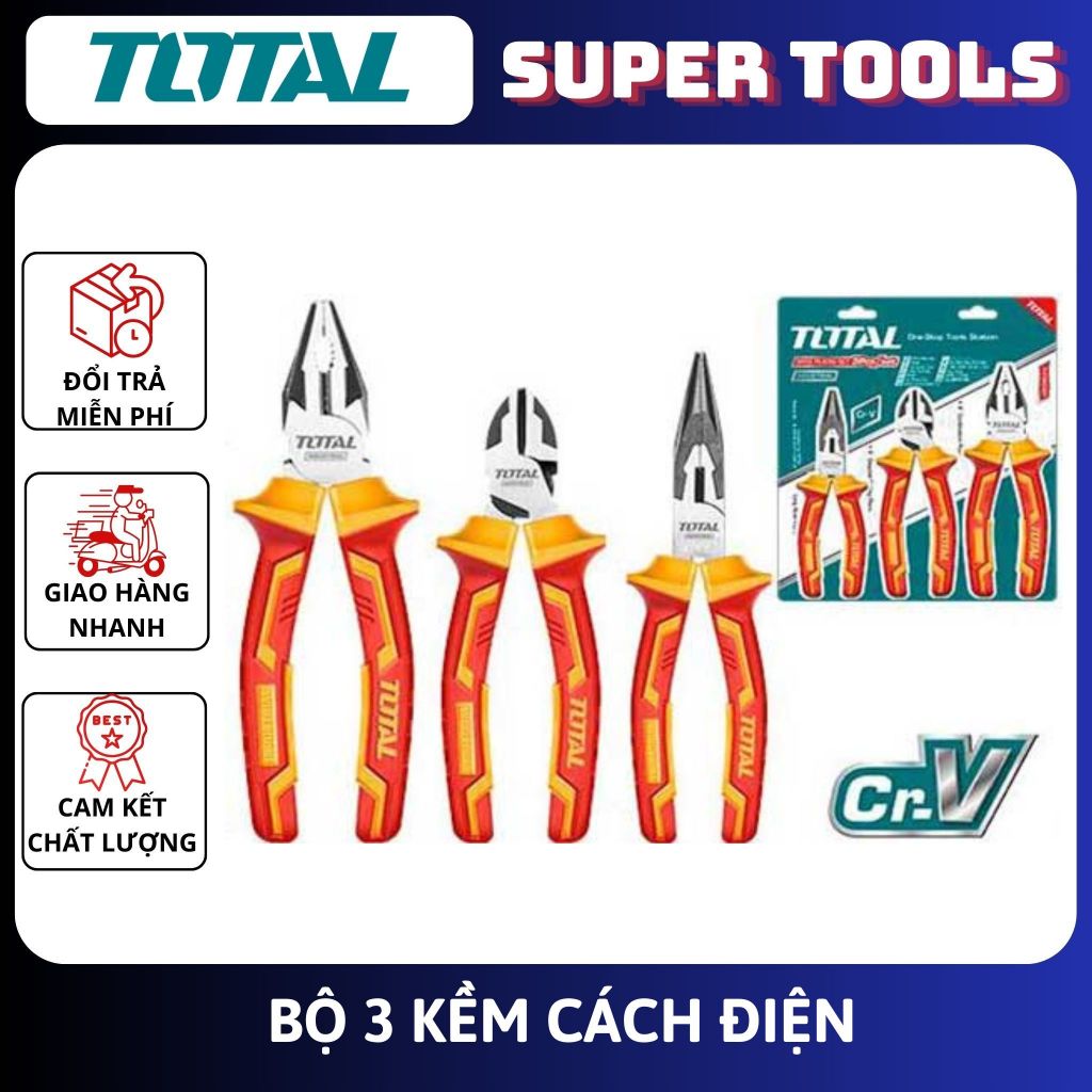 TOTAL TOTAL TOTALS ชุดคีมฉนวน 3 ชิ้น THT2K0302< ผลิตภัณฑ์ของแท้>
