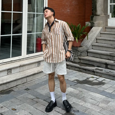 เสื้อเชิ้ตลายสก๊อตผ้าลินินพรีเมี่ยมหลวม Format มีกระเป๋า เสื้อโอเวอร์ไซส์ ZOTEE - รูปที่ 5