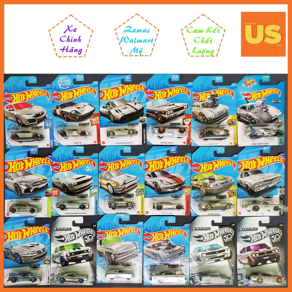 Exclusive Hotwheels Zamac Model Car Walmart USA, Honda, Camaro, Ford, Dodge, Pagani, Mer...