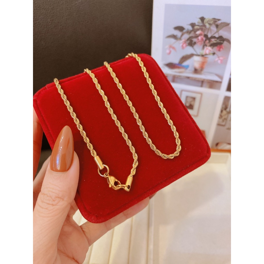 TTC10745 - สร้อยคอไทเทเนียมบิดยาว (61ซม. - สีเหลือง)