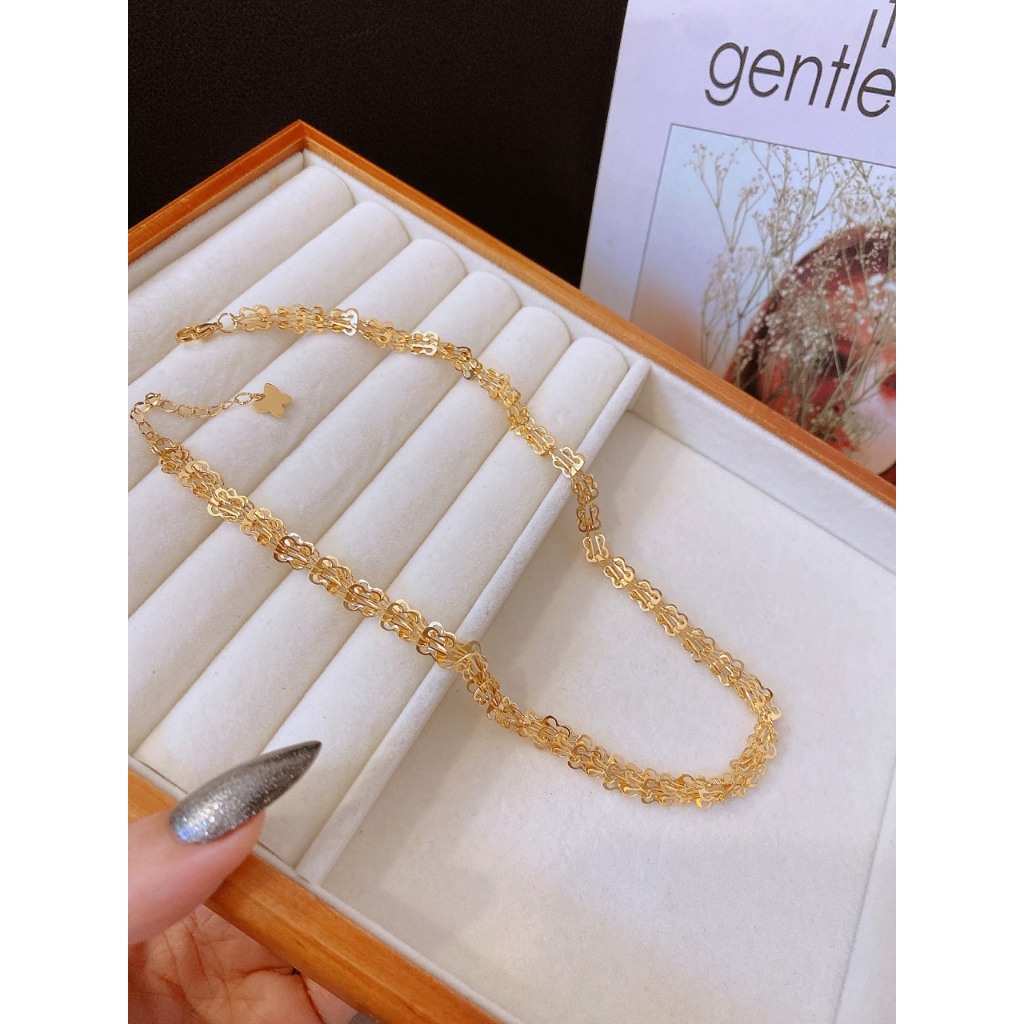 TTC10739 - สร้อยคอไทเทเนียม Hollow Phalaenopsis (สีเหลือง) รับประกันไม่ดํา