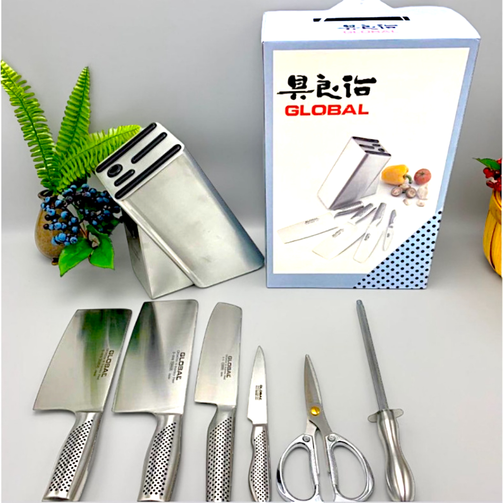 Global Yoshikin ชุดมีดทําครัวระดับพรีเมียม 7 ชิ้นของญี่ปุ่น