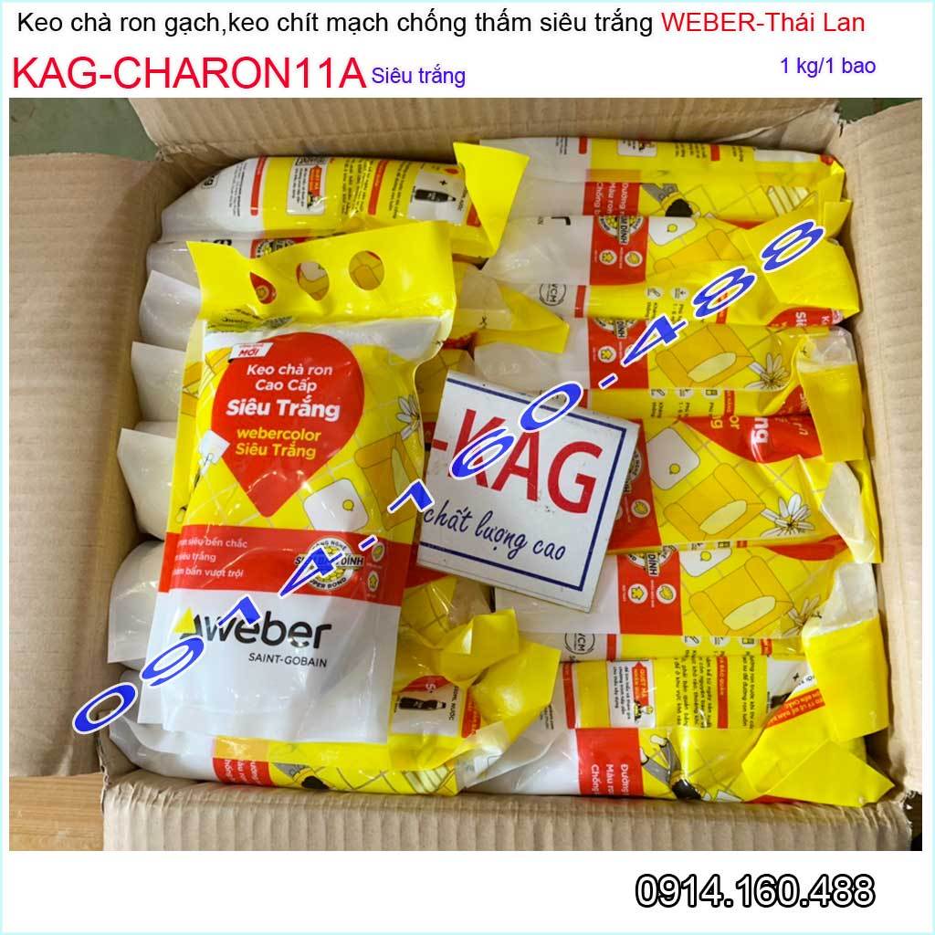 1Kg KAG-CHARON11A ยาแนวไทยสีขาว ผงยาแนว weber Thailand กันน้ํา-มอสและยาแนวกระเบื้องกันเชื้อราสําหรับ