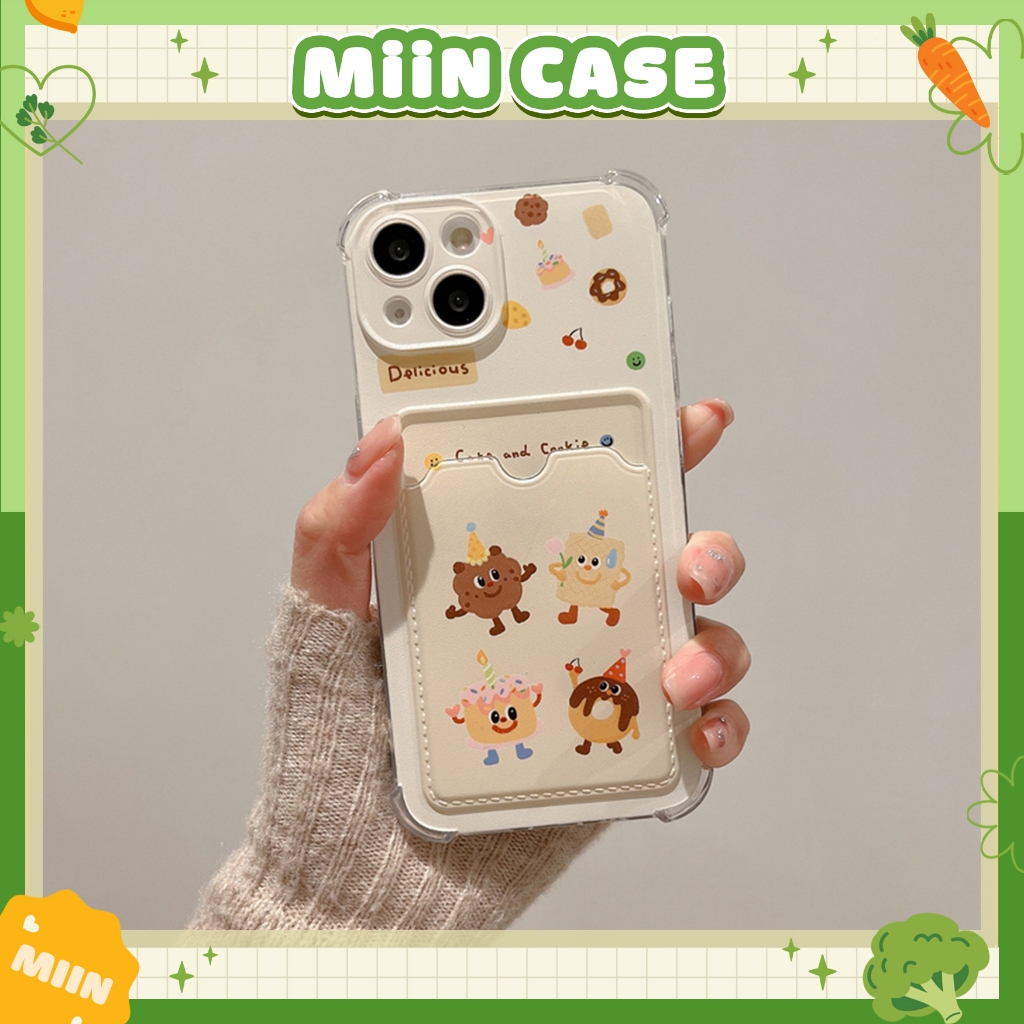 IPHONE Cute Cake Silicone Card Holder Case กันกระแทก ป้องกันกล้อง -iP 6/6s/7/8/Plus/X/XS/XR/11/12/13