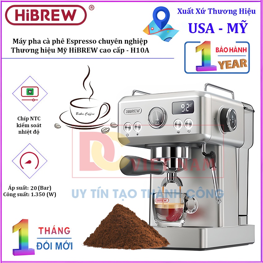 เครื่องชงกาแฟ Espresso ระดับมืออาชีพ แบรนด์อเมริกันระดับไฮเอนด์ HiBREW - H10A - สินค้าของแท้