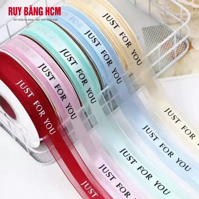 ริบบิ้นชีฟองคําว่า "Just for You" - BEST WISHES FOR YOU 2.5 ซม. ยาว 40 เมตร