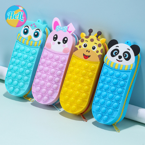 POP IT PEN BOX WITH CUTE ANIMAL SHAPE, SILICONE PEN BOX สําหรับเด็ก