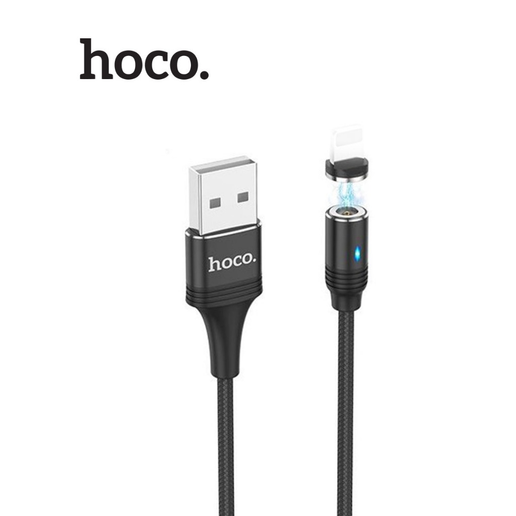 Hoco U76 สายชาร์จพร้อมหัวชาร์จแม่เหล็ก USB สําหรับ iPhone 7/8/X/11/12 รองรับการส่งข้อมูล มีไฟ LED ยา
