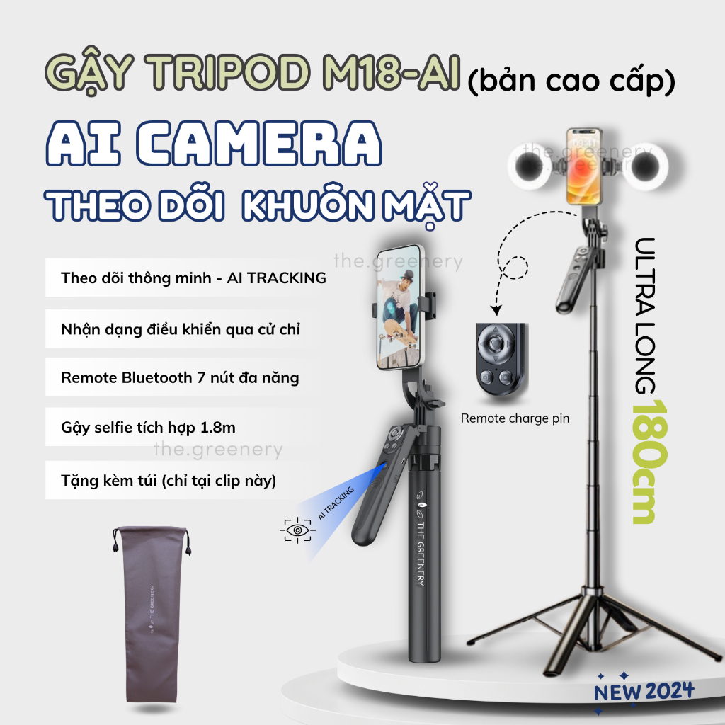 ขาตั้งกล้อง M18/M18AI พับได้ ขยาย 1m8 สําหรับโทรศัพท์ Gopro กล้อง ไฟ