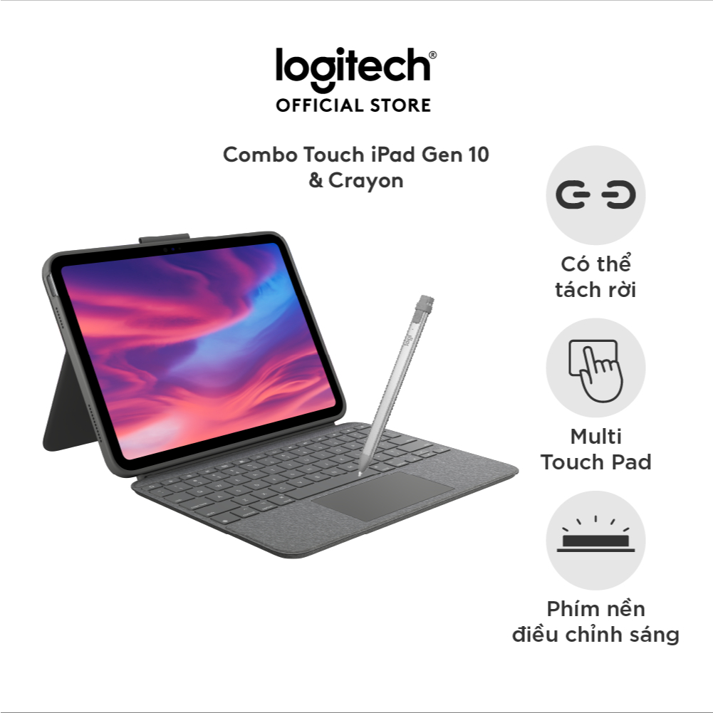 Logitech Touch Holster สําหรับ iPad Gen 10 (10.9 นิ้ว) & Digital Crayon stylus