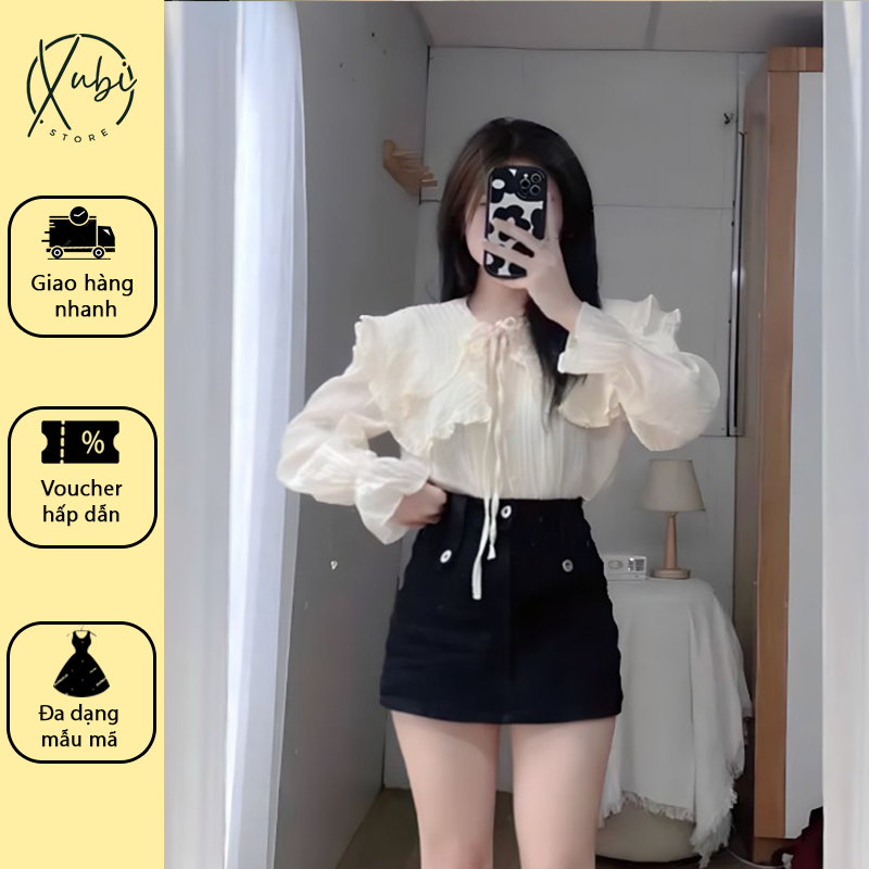 เสื้อคอปกซี่โครงผูกโบว์สวย - 3BB123