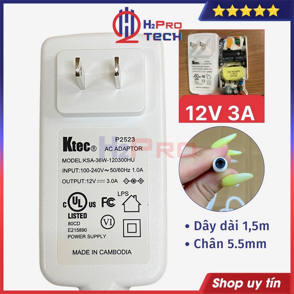 แหล่งจ่ายไฟ 12V 3A 2A คุณภาพสูง 5.5 มม.Pin Full Line, 12V Power Adapter สําหรับกล้อง, Wifi, Tv Box-H