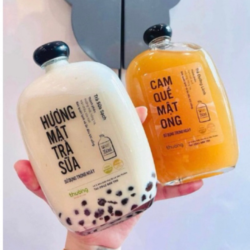 ขวดแก้วแบนพร้อมฝาพลาสติก 250มล - 350มล - 500มล สําหรับกาแฟ นม กาแฟ น้ําผลไม้ น้ําผลไม้