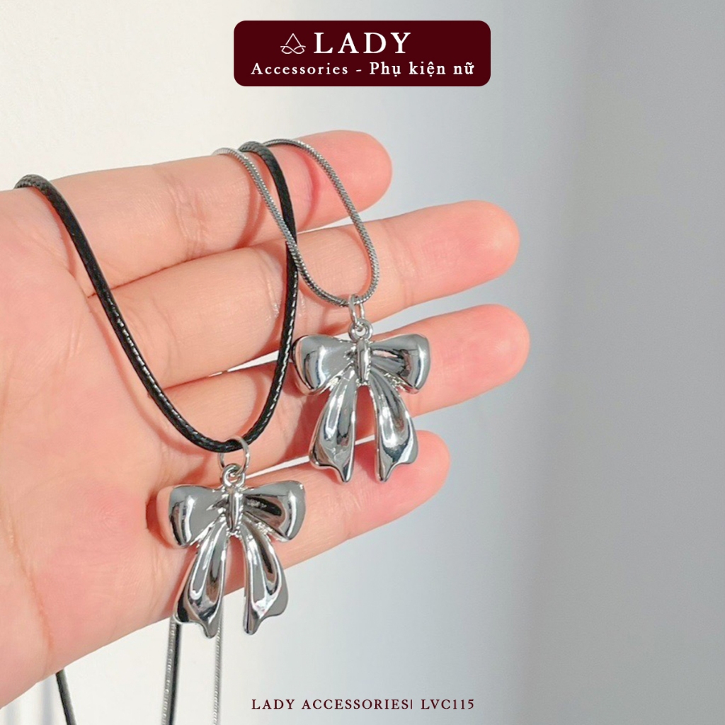สร้อยคอผู้หญิง ดีไซน์โบว์เงินน่ารัก Lady Accessories สไตล์เกาหลี - LVC115