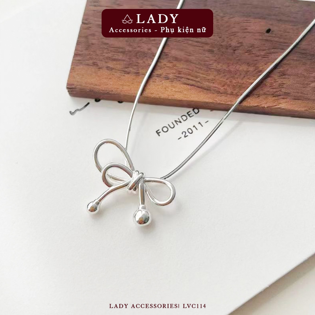 Lady Accessories สร้อยคอโบว์สําหรับผู้หญิงที่มีดีไซน์โซ่บะหมี่หนาอ่อนโยนและผู้หญิง - LVC114