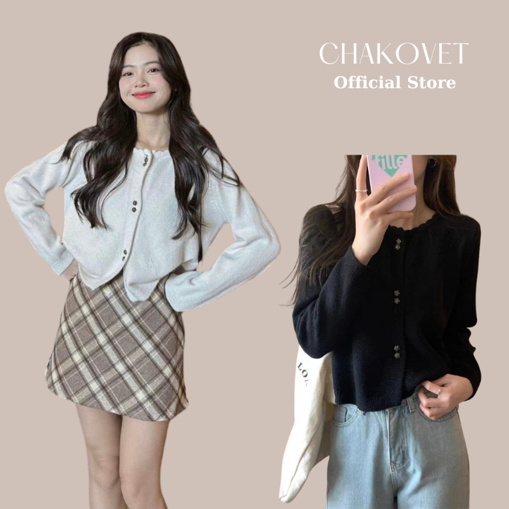 เสื้อแจ็คเก็ตคาร์ดิแกนไหมพรม ชาคอฟฟ์ เสื้อไหมพรม นุ่มลื่น คอกลมสั้น หลากสี ตัวเลือกสไตล์เกาหลีสุดฮอต ก5019