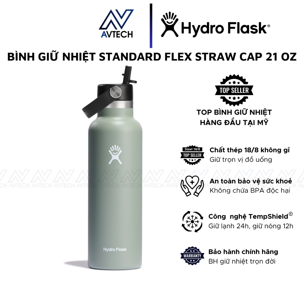 Hydro Flask 21 OZ Standard Flex Straw Cap Thermos, With Swivel Cap - สินค้าของแท้ (Season 2024)