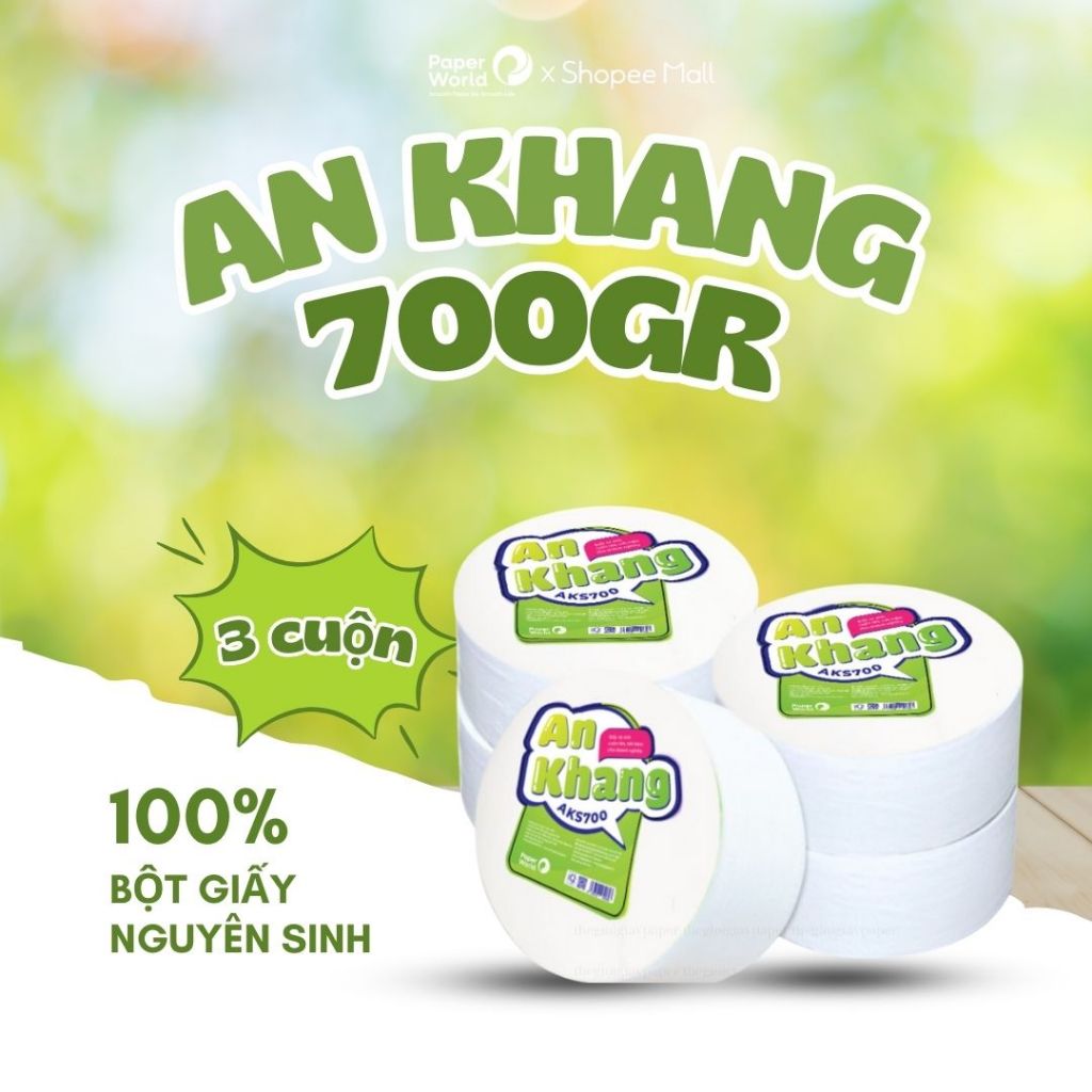 [Combo of 5] กระดาษชําระม้วนใหญ่ 700g นุ่มลื่น ละลายเร็วในน้ํา An Kang Soft700 | โลกกระดาษ