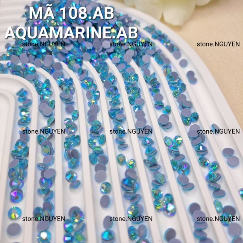 CODE 108 AB- AQUAMARINE AB NAILS STONE - HEAT IRONING STONE - DRESSING STONE - DECORATIVE
