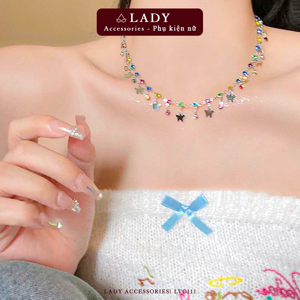 [5 รุ่น] สร้อยคอพู่หลากสีผู้หญิง สร้อยคอชายหาดและปิคนิคสไตล์ Y2K Lady LVC108