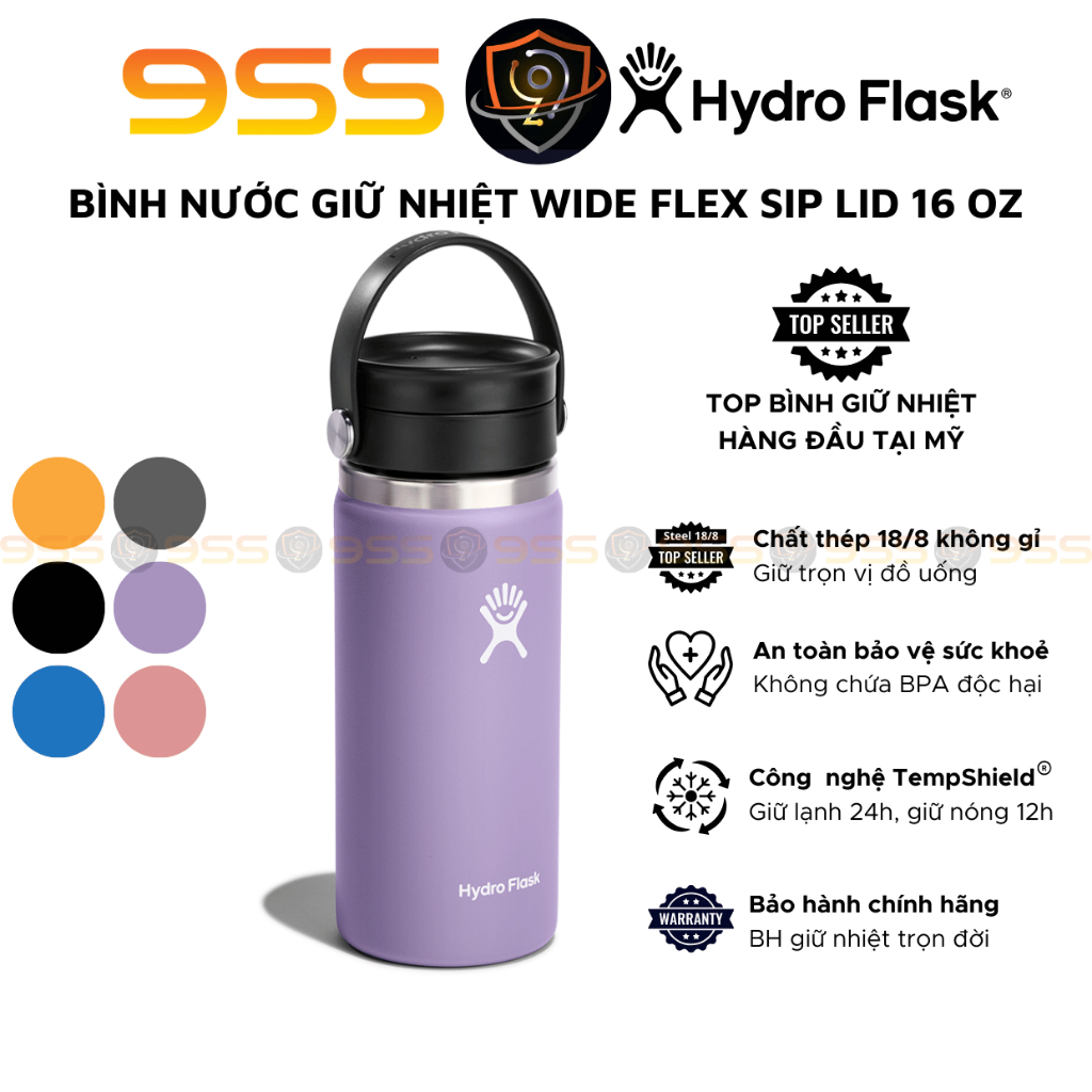 Hydro Flask 16oz Wide Flex Sip Lid Coffee Thermos พร้อมฝาปิดหมุนได้ - สินค้าของแท้ (ฤดูกาล 2024)