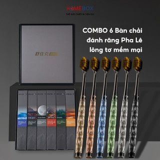 COMBO 6 Bàn chải đánh răng Pha Lê lông tơ mềm mại, Bàn chải than tre hoạt tính Nhật Bản chải Êm Sạch