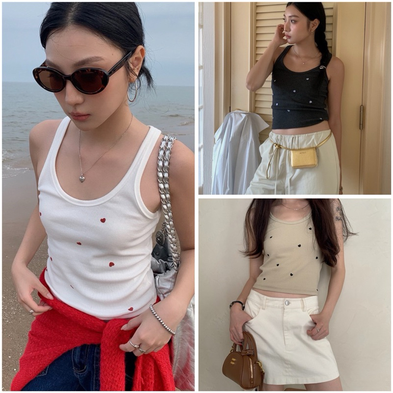 [Em.Cloud] เสื้อกล้ามลายหัวใจ Inbyin สิ่งทอ INBYIN เกาหลี