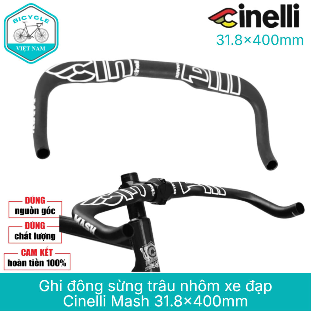 Ghi Đông Sừng Trâu Nhôm Xe Đạp Cinelli Mash 31.8x400mm – Nhẹ, Bền, Phong Cách