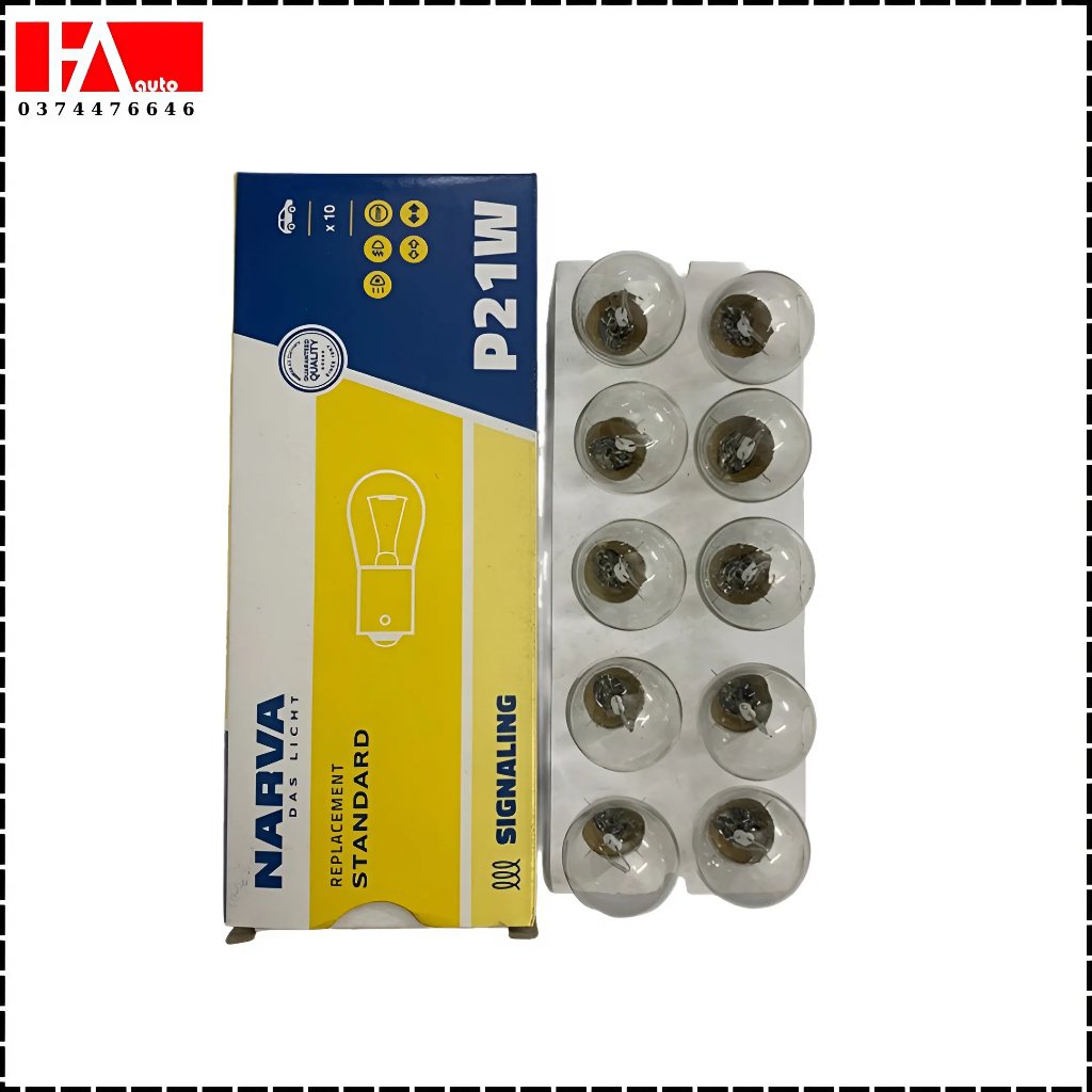 {หลอดไฟ} P21W 12V หลอดไฟเลี้ยวและไฟท้าย (หลอดไฟสีขาว) - สินค้า Narva German ของแท้