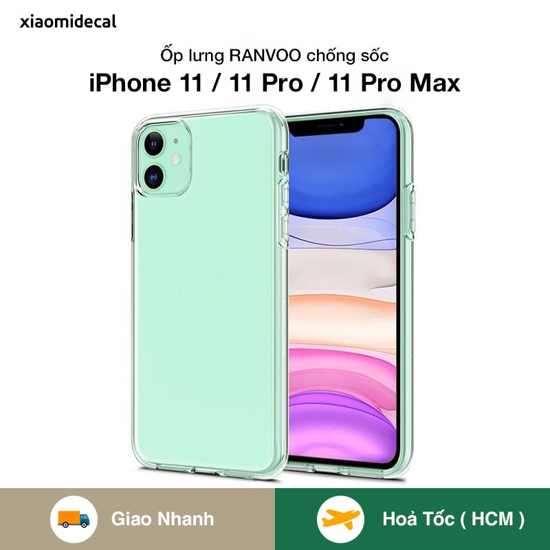 RANVOO iPhone 11 / 11 Pro / 11 Pro Max เคสใส ขอบ TPU กันกระแทก ด้านหลังกระจก