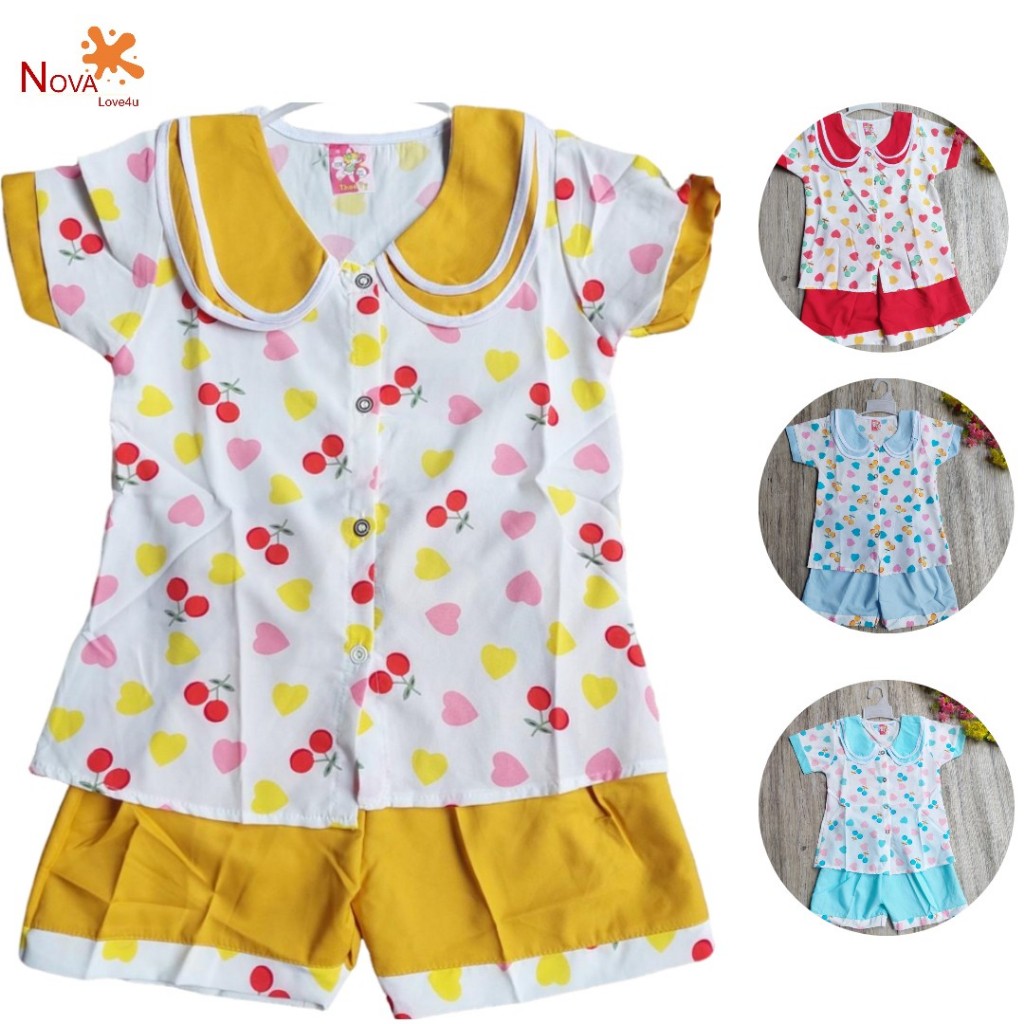 ชุดนอนแขน 18กก. - 22กก. ชุดใส่อยู่บ้านสําหรับเด็กผู้หญิงทําจากผ้าไหมเนื้อนุ่ม NOVA SHOP 109 แฟชั่นเด